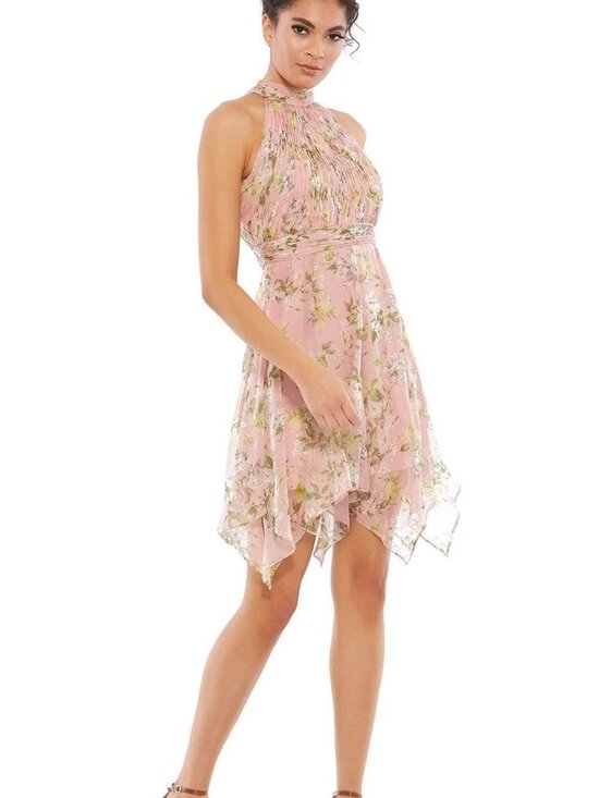 Mac Duggal Dresses & Skirts - Mac Duggal Blush Pink Floral Print Halter Cocktail Mini Dress Sz 0 NWT 70208